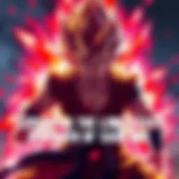 Saiyan Warrior in Battle Pose A powerful Saiyan warrior with spiky hair in a dynamic battle stance, showcasing immense strength and resilience, surrounded by a vivid energy aura.