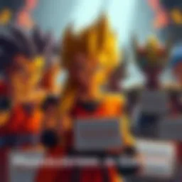 Saiyans Calling for Accountability A group of Saiyan characters expressing frustration with gaming fraudsters, holding signs demanding integrity in gaming, surrounded by a lively debate atmosphere.