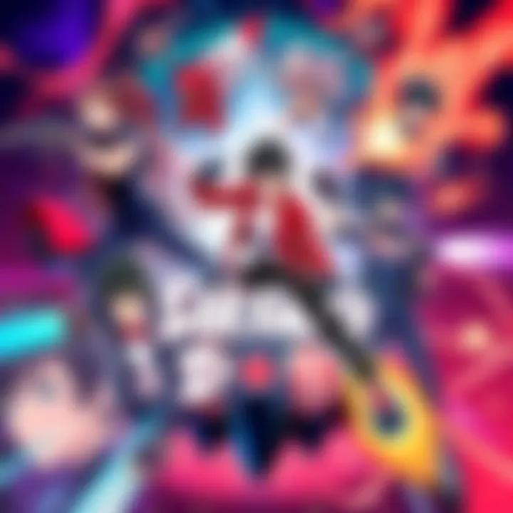 Vibrant key visual art piece showcasing main characters from Sakamoto Days surrounded by action elements