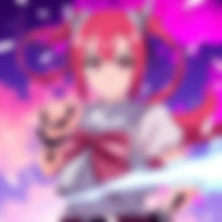 Sakura in battle stance Sakura from the series stands ready for battle, showcasing determination on her face, with a focused expression and a vibrant background.