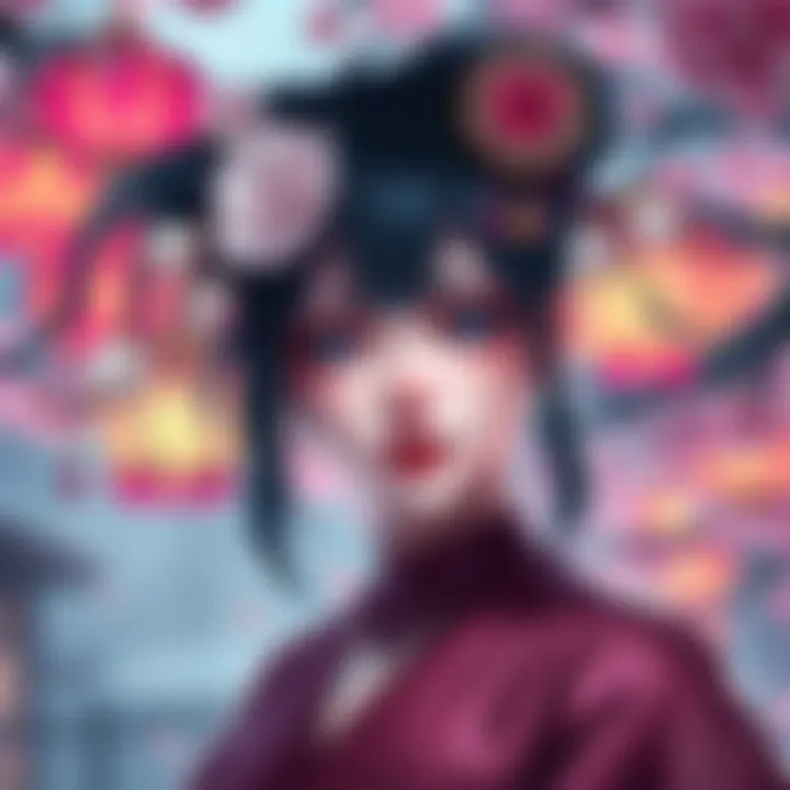 Art of a reimagined Sakura character showcasing cultural elements and vibrant colors