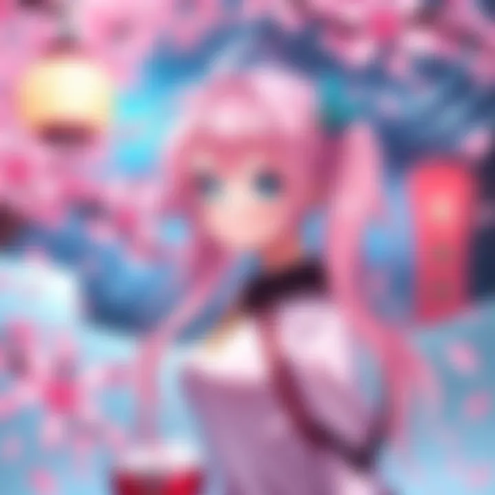 A colorful illustration of Sakura, featuring her signature outfit and hairstyle, inviting people to share insights about her origins.
