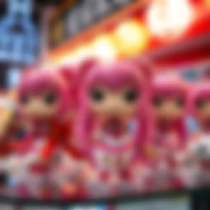 A collection of Hololive Funko Pops featuring Sakura Miko on display at an anime shop