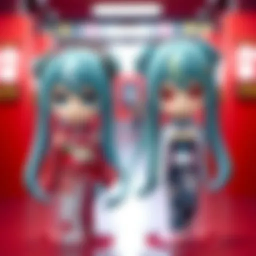 Two Sakura Miku Nendoroids in traditional kimono outfits with detailed accessories, one representing Hirosaki and the other Hakodate, displayed together