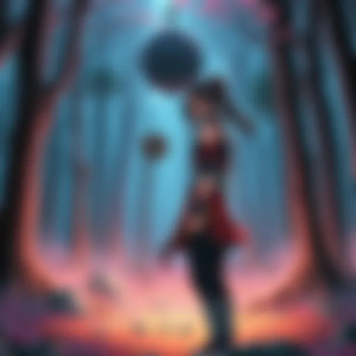 Sakura stands confidently, facing Sasuke in the Forest of Death, showing her determination and strength.