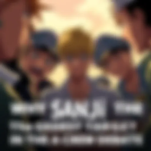 Sanji appears frustrated as he stands in the center surrounded by his crew, highlighting tension and discussions within the group dynamics