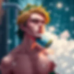 Sanji taking a shower with a cloud of seafood and tobacco odors around him