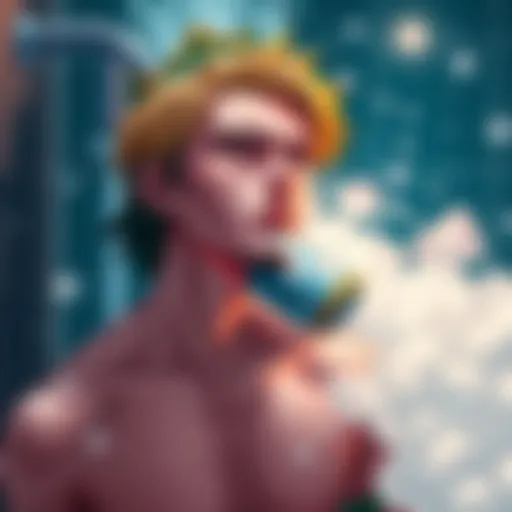 Sanji in the Shower Sanji taking a shower with a cloud of seafood and tobacco odors around him