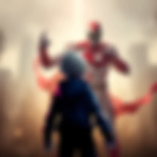 Sans, a skeleton character with a blue hoodie, stands ready to fight against Homelander, a superhero in a red, white, and blue costume, in a dramatic showdown.