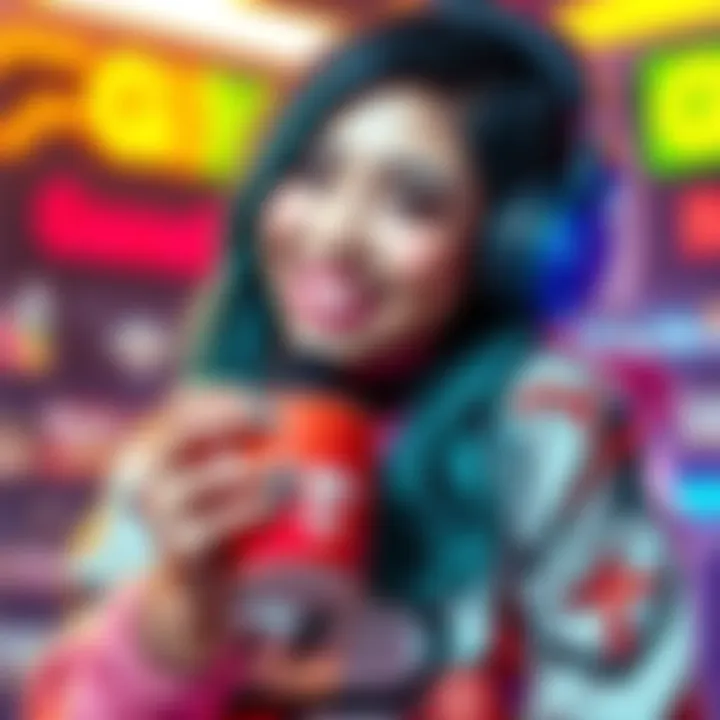 Vtuber Saruei promoting her new flavor with GamerSupps, showcasing excitement and colorful branding.
