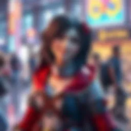 Sasha Braus in a detailed cosplay outfit, capturing her character's look, smiling with excitement for more AOT characters, in a vibrant setting.