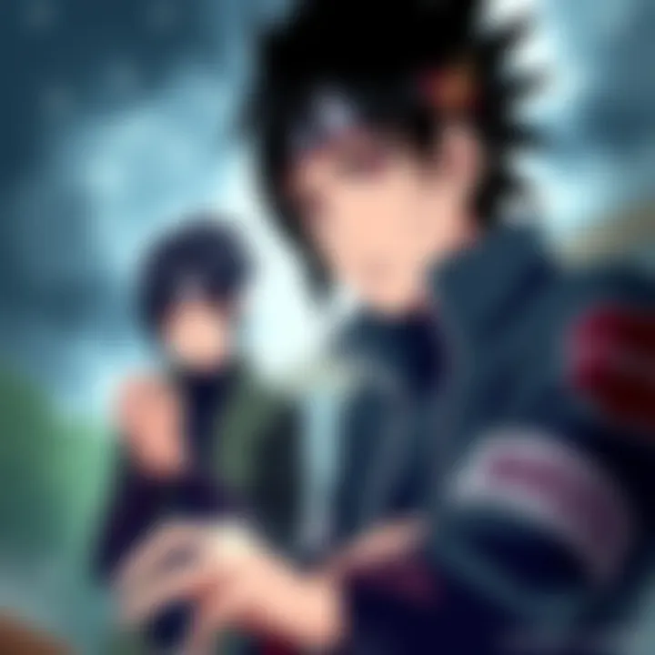 Sasuke looks serious while making a shocking claim about harming newborns, with Naruto standing nearby looking concerned.