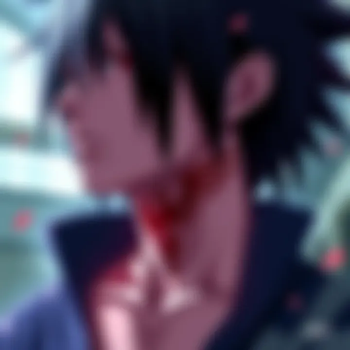 Sasuke with Curse Mark Sasuke Uchiha displaying the curse mark on his neck, featuring ominous wing-like designs that symbolize Orochimaru's control.