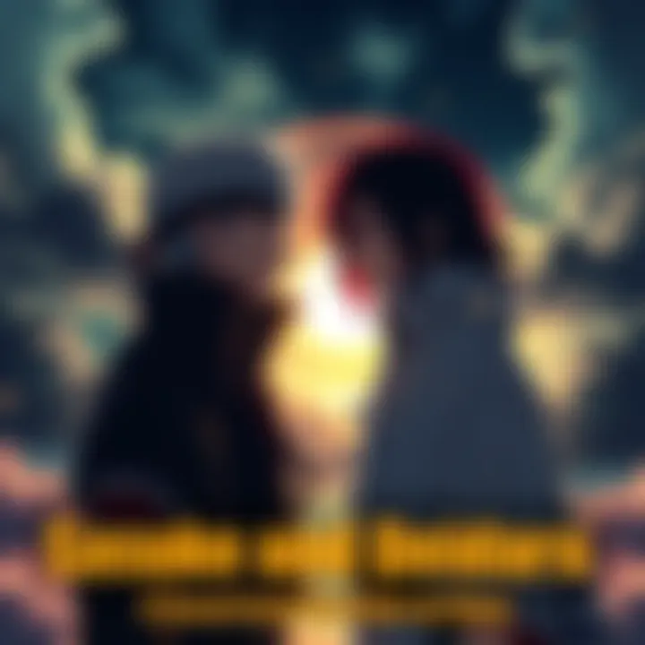 Sasuke and Deidara standing side by side, looking at each other with an intense gaze, set against a dramatic sky, symbolizing their unexpected connection and potential for clan restoration.