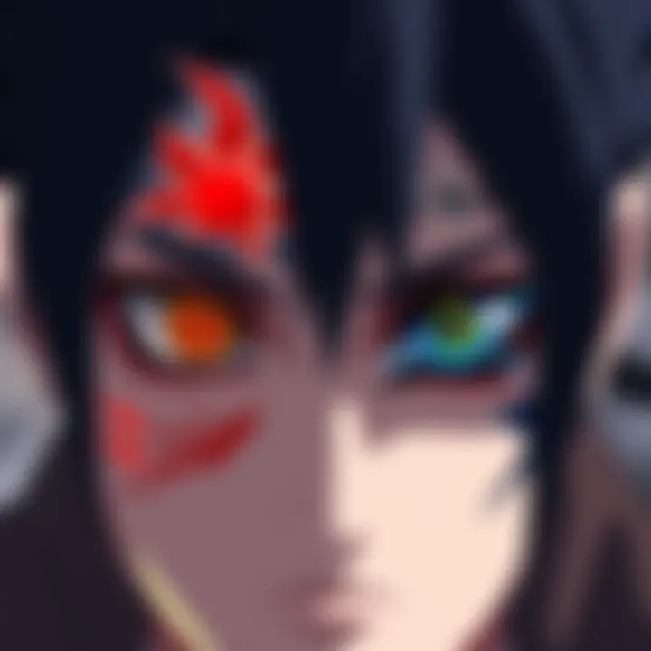 A comparison of Sasuke's Eternal Mangekyō Sharingan and Rinnegan, showcasing their unique designs and colors