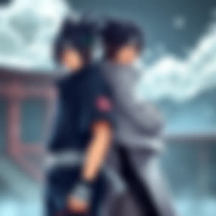 Sasuke from Naruto and Gojo from Jujutsu Kaisen standing together, showcasing their unique styles and fan appeal.