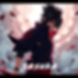 Sasuke Uchiha stands confidently, showcasing his striking features and outfit while surrounded by a soft glow, reflecting his charm in the Naruto series.