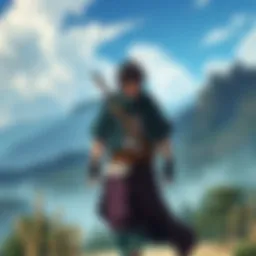Sasuke as a Vagabond Sasuke dressed as a wanderer, walking through a scenic landscape with a determined look, symbolizing his journey of growth and redemption.