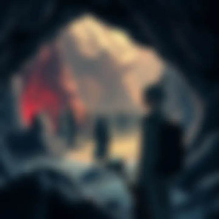 Satori looks thoughtfully at a group of outsiders in a dark, secluded area while pondering Mizuchi's history.