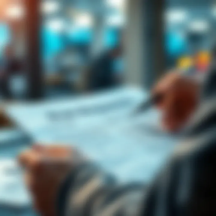 A person reviewing a detailed document about scan requests, with a checklist and pen in hand.