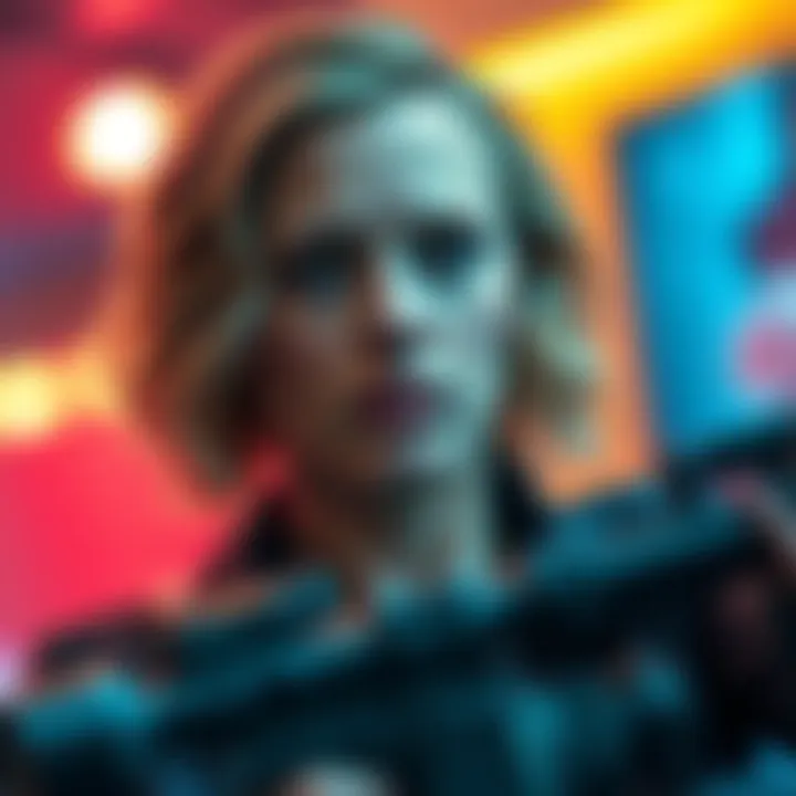 Scarlett Johansson performing in a live-action film scene, showcasing her character's emotions and actions