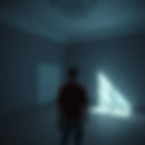 Scene from a story A character looks at an empty room, pondering the significance of an unnoticed object in the corner, symbolizing a missed clue.