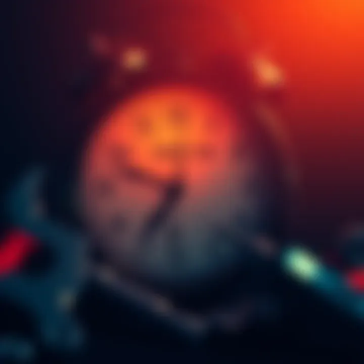 A clock showing the time for scheduled maintenance from 06:00 AM to 09:00 AM UTC+0 with tools nearby.