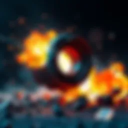 Scouter Explosion A futuristic scouter device exploding with bright light and debris around it, illustrating a dramatic failure in technology.