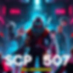 SCP 507 appears in a scene with characters from the MHA universe, showing a blend of their styles and elements.