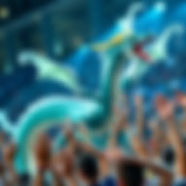 Sea Dragon celebrated as the winner in the water type category with a cheering crowd in the background.