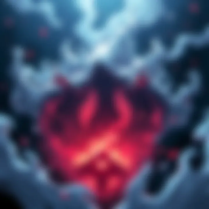 A visual depiction of the Reaper Death Seal in action, with an Otsutsuki figure being enveloped by dark energy, representing the sealing of their soul and preventing revival.