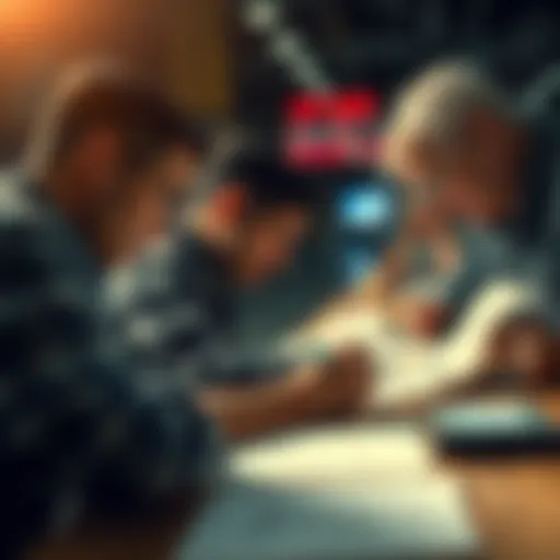 People studying various signatures and autographs in a group setting, looking for clues to identify them.