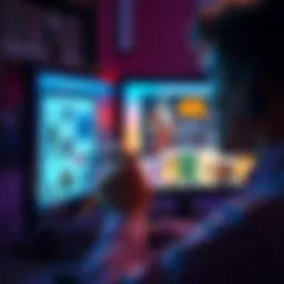 A person looking at a computer screen displaying eBay listings, focused on finding a specific collectible figure