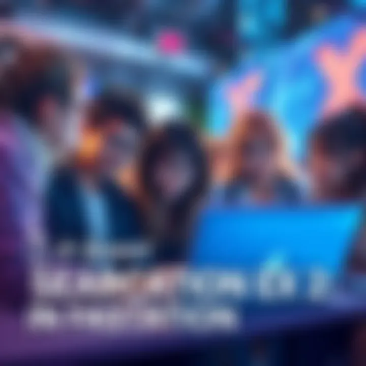 A group of fans discussing the search for the English version of Gravitation EX 2, looking at a laptop and sharing information in a lively forum setting.