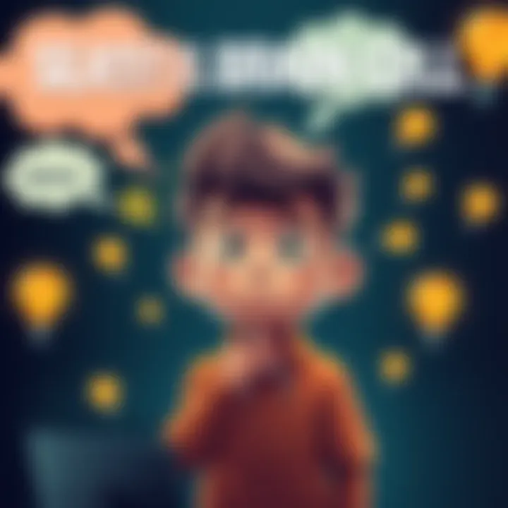 A cartoon character looking puzzled while searching for a second brain cell, surrounded by thought bubbles depicting scatterbrained moments and lightbulbs representing ideas.