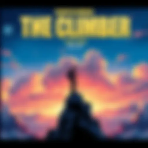 Cover illustration of 'The Climber' featuring a climber on a mountain with a dramatic sky