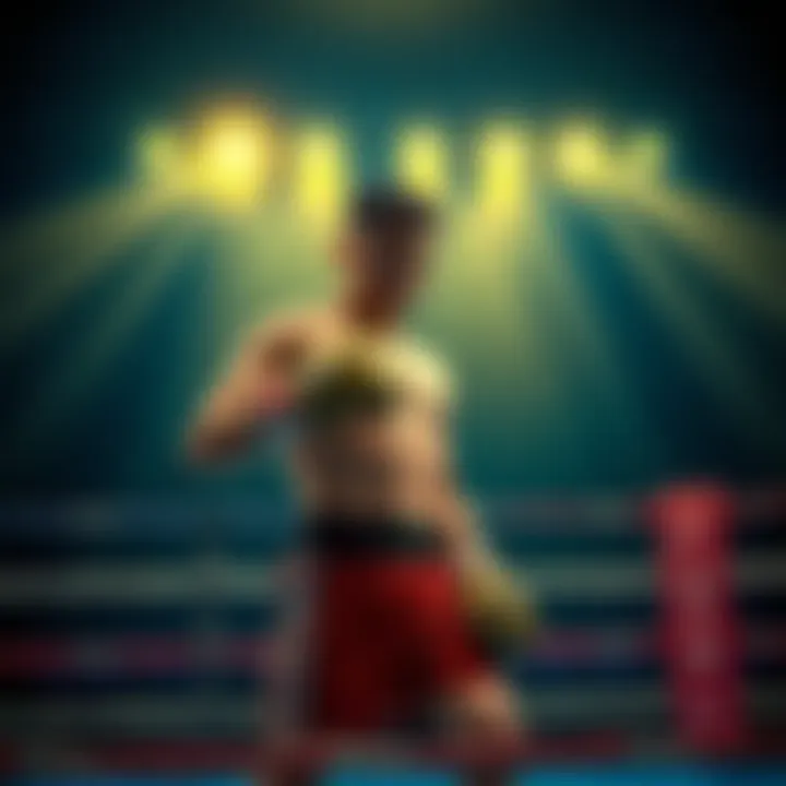 Sendo, a boxer, shows determination in the ring as he prepares for Round 5 against Ricardo, with visible energy and focus