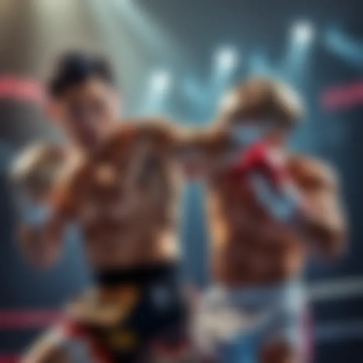 Sendo delivering a powerful punch during a boxing match, showcasing his fighting skills and determination.
