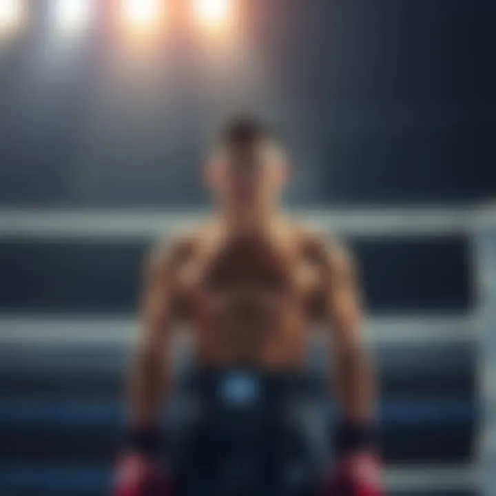 Sendo stands in the boxing ring, looking determined as he prepares for his upcoming fight, showcasing the tension before the match begins.