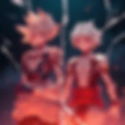 Senku and Zeno stand together, showcasing their unique cracked designs, highlighting their distinct traits compared to other characters.