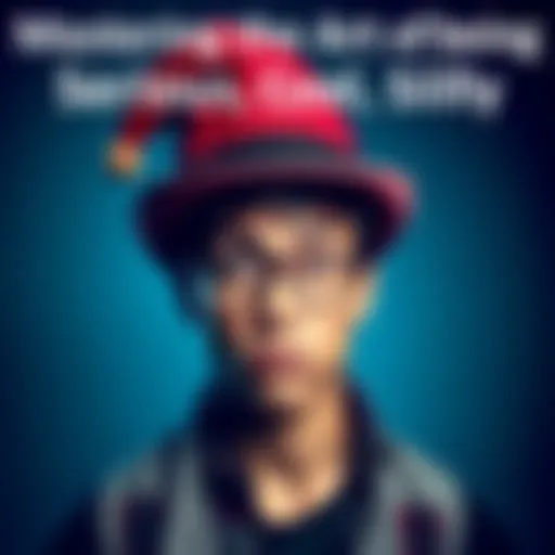 Person showing seriousness and silliness A person balancing a serious expression and a silly hat, reflecting the blend of seriousness and fun in social interactions