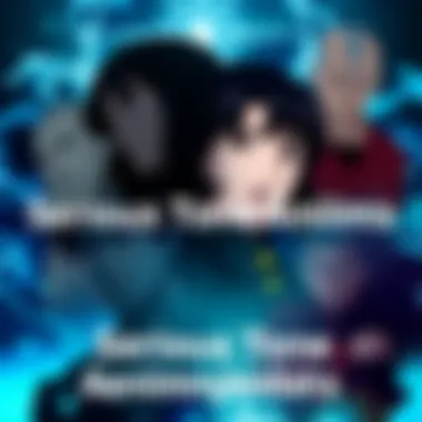 Serious Tone Anime Recommendations A collage of anime characters from serious themed shows like Frieren, Apothecary Diaries, and Avatar: The Last Airbender, showcasing intense expressions and dramatic backgrounds.