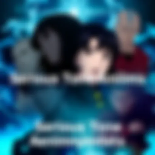 Serious Tone Anime Recommendations A collage of anime characters from serious themed shows like Frieren, Apothecary Diaries, and Avatar: The Last Airbender, showcasing intense expressions and dramatic backgrounds.