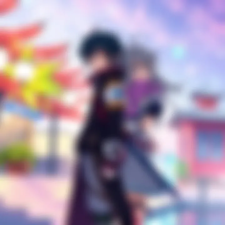 Setsuna and Kamakiri standing side by side, showcasing their friendship and teamwork in a colorful setting.