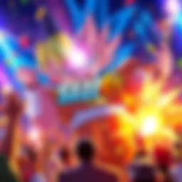 Celebration of SEZA and 2nd Anniversary SSJ4s collaboration with fans excited around colorful graphics and logos.