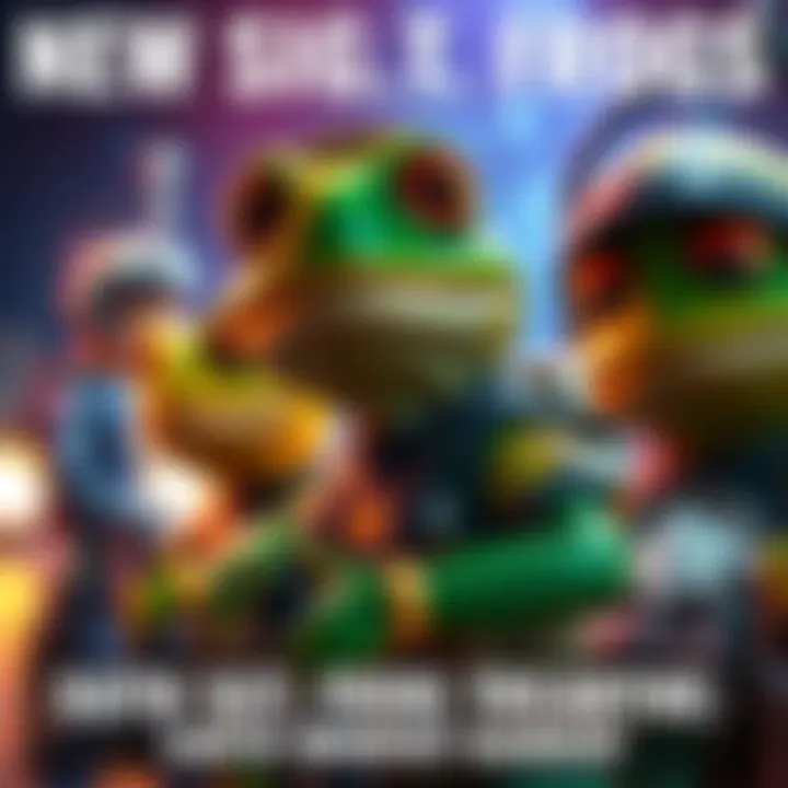 Sgt. Frog and his friends gearing up in a colorful scene, ready to face danger as Earth is threatened.