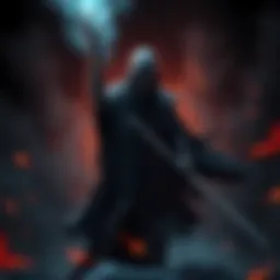 Shadow Necromancer Seeking Justice A former slave transformed into a Shadow Necromancer stands determined, surrounded by dark energy and shadows, ready to confront corrupt forces.