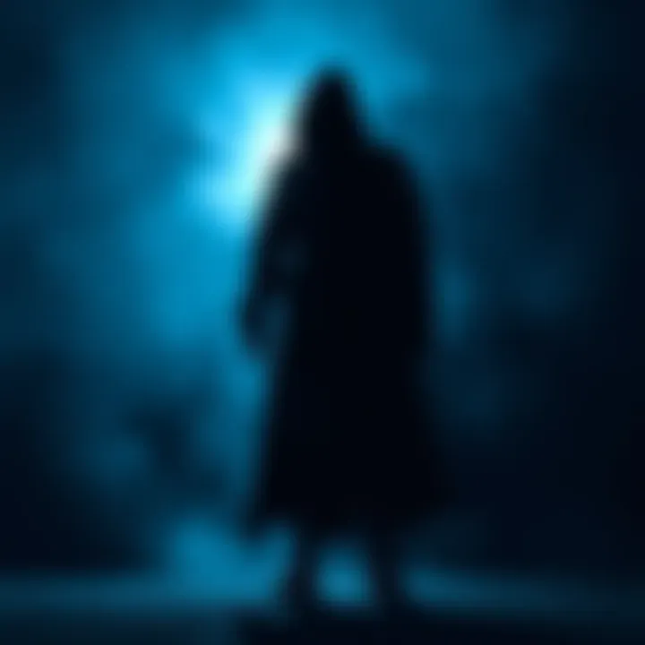 A person with a mysterious presence standing in shadows, evoking a sense of fear and intrigue, reminiscent of impactful figures from the past.