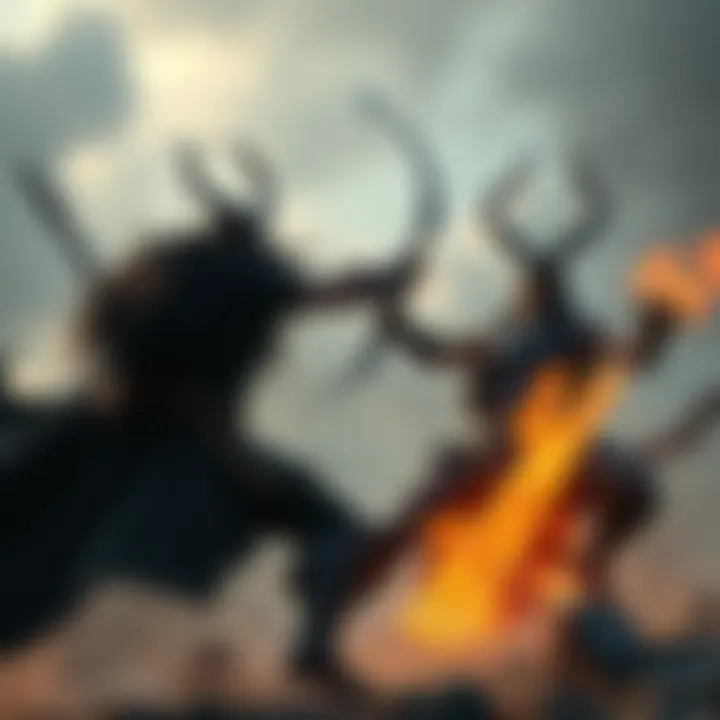 Shanks battling Loki and Ragnir Pre-Yonko Shanks in an epic fight against Loki and Ragnir, showcasing their powers and abilities in a dramatic scene.