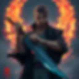 Shanks stands confidently, displaying his haki power and sword, with a fierce expression, ready for battle.